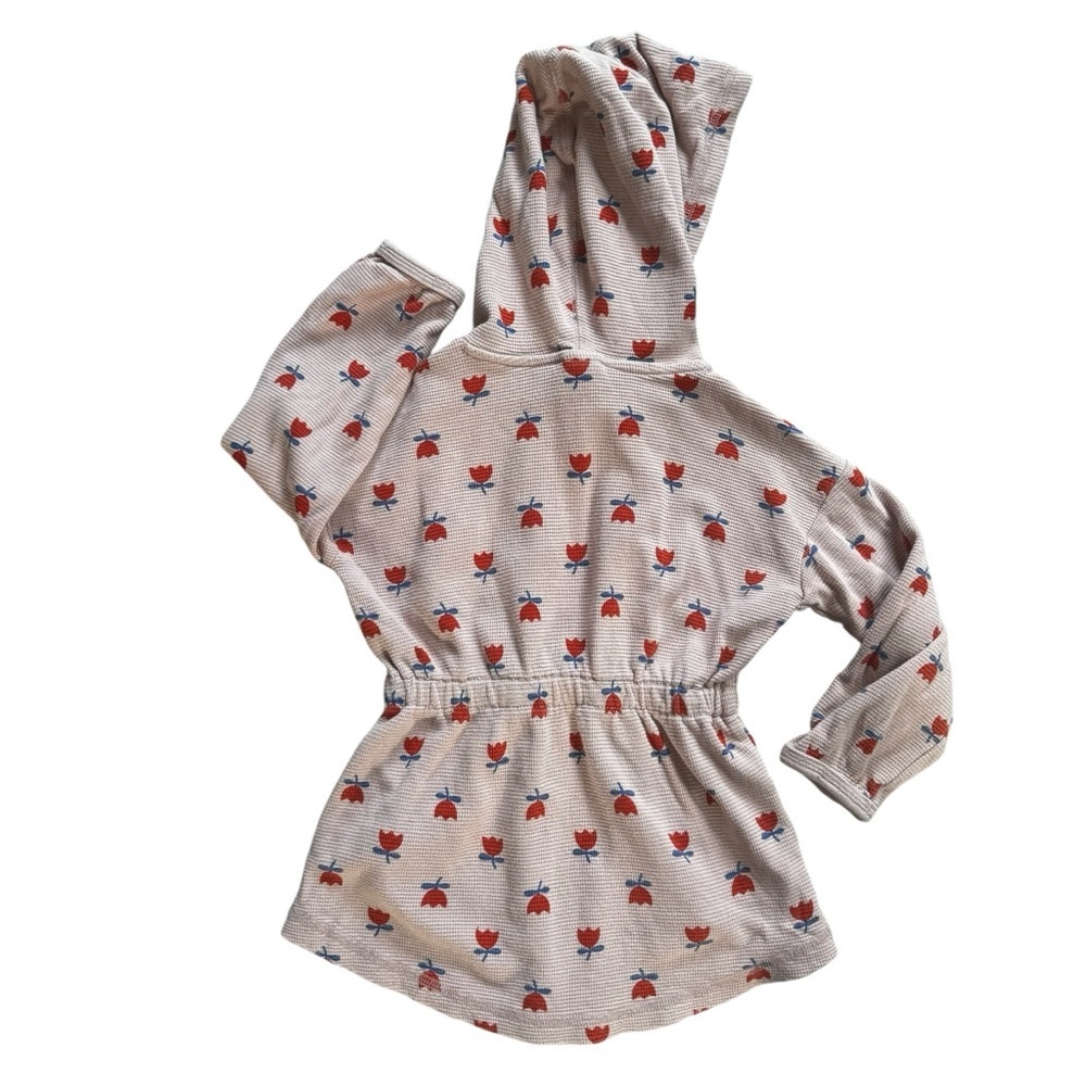 Hanna Andersson Girls Waffle Knit Hooded Top Size 4 Drawstring w/Pockets - Picture 2 of 6